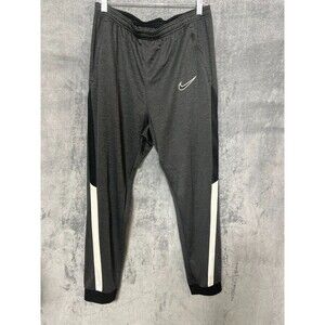 Nike Training Pants Men’s Large Black Gray White Stripe Zip Pocket Athletic
